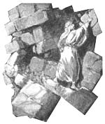 Artist's depiction of Nehemiah at the broken wall.